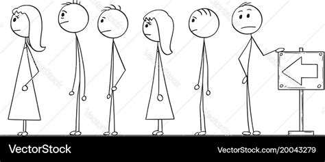 Cartoon Of Line Of People Waiting In Queue Vector Image