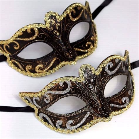 His And Hers Masquerade Gold Masks Couples Masquerade Masks Etsy