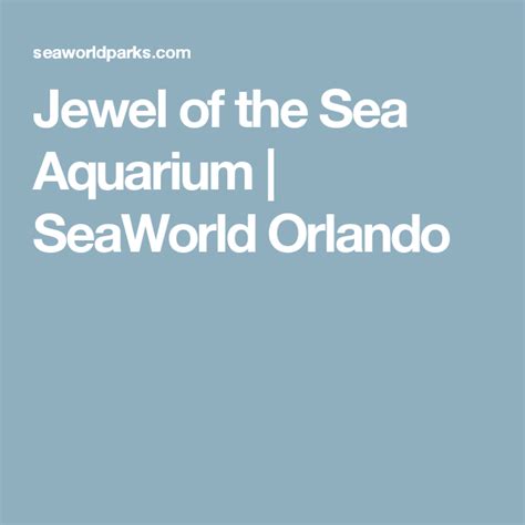 Jewel Of The Sea Aquarium Seaworld Orlando Sea Aquarium Sea World