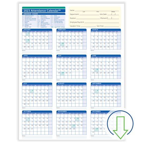 Printable 2023 Attendance Calendar Printable Blank World Printable