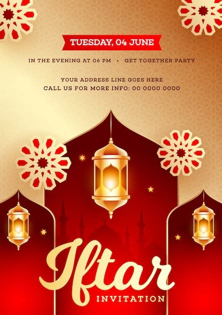 Premium Vector Iftar Party Invitation Card Design With Golden
