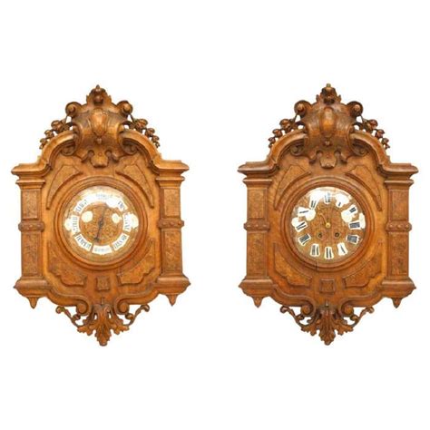 Pair Of English Victorian Walnut Wall Clock And Barometer For Sale At 1stdibs