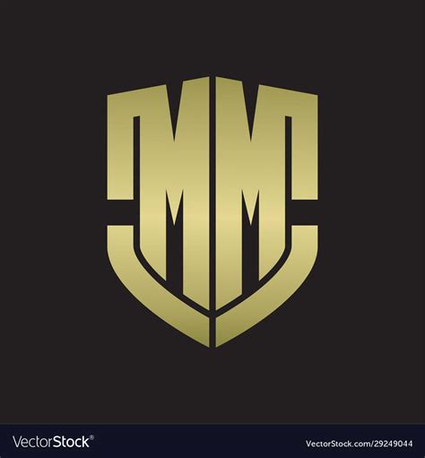 Mm Logo Monogram With Emblem Shield Shape Design Vector Image