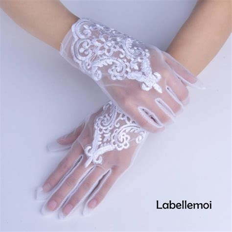 Elegant Pure White Sheer Bridal Glove Womens Wedding Gloves Etsy