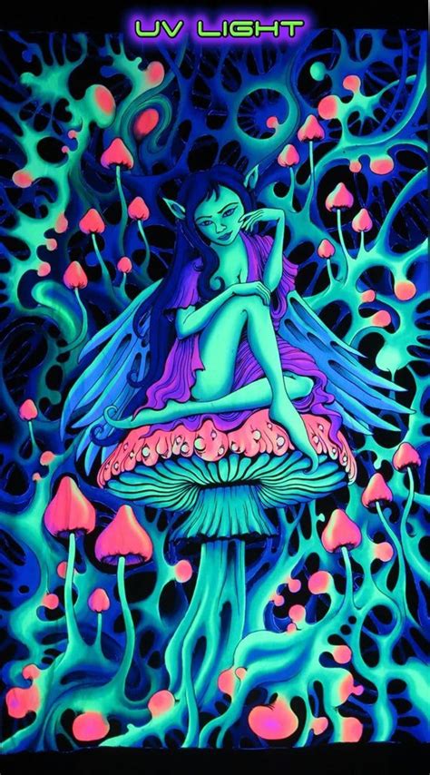 Psychedelic Tapestry Uv Active Blacklight Backdrop Trippy Wall Art