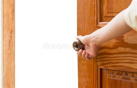 Women Hand Open Door Knob Or Opening The Door Stock Photo Image Of