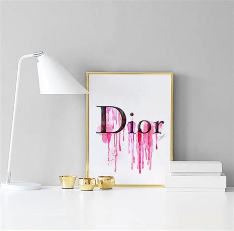 Dior Inspired Print Poster Dripping Pink Paint Large Fashion Etsy
