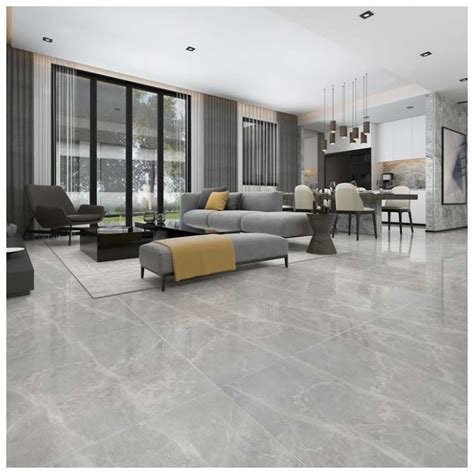 Grey Polished Ceramic Floor Tilessize 600 X 600mmmodel Hyh641gn