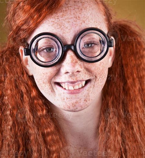 Cheerful Freckled Nerdy Girl Stock Photo At Vecteezy