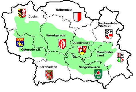 Zum anderen gibt es die harzcard. Landkarte Landkreise Harz