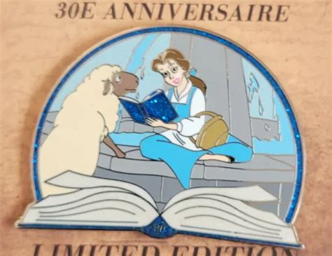 Disney Beauty And The Beast Th Anniversary Belle Reading Sheep Pin Le New