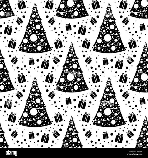 Seamless Christmas Pattern With Christmas Trees New Year Background In