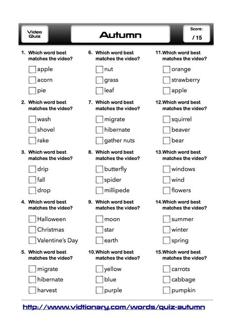 Free printable trivia questions and answers. Quiz: Autumn (Mid-Level) | Vidtionary: A Video Dictionary