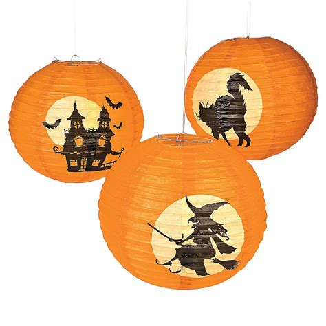Silhouette Hanging Paper Lanterns Halloween Décor Discontinued