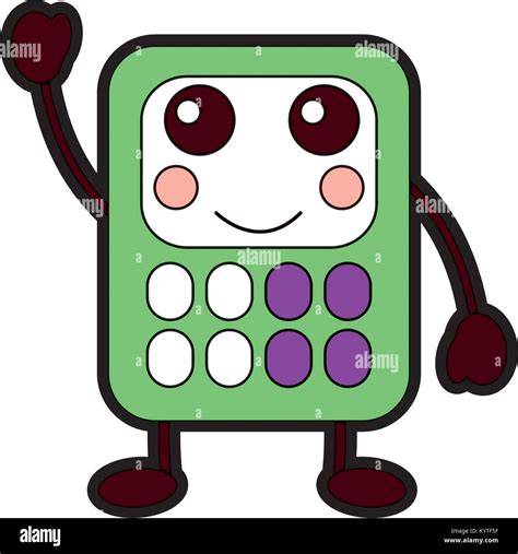 Calculadora Matemática Kawaii Cartoon Character Imagen Vector De Stock
