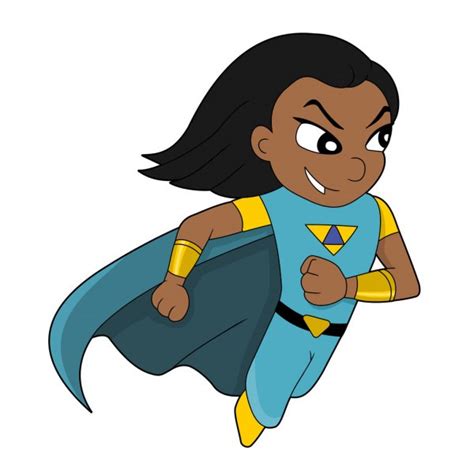 Running Super Hero Girl Cartoon — Stock Vector