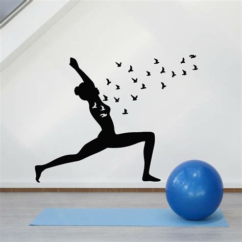 Vinyl Wall Decal Yoga Posture Bird Mediation Girl Zen Balance Wall