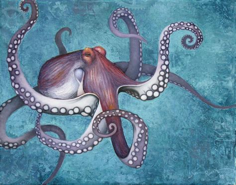 Octopus Painting Octopus Wall Art Fish Art Kraken Octopus Pictures