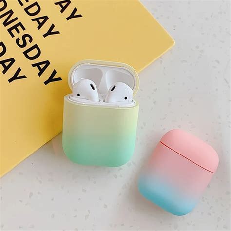 For Airpods Case Gradient Rainbow Color Protective Hard Cover Bluetooth