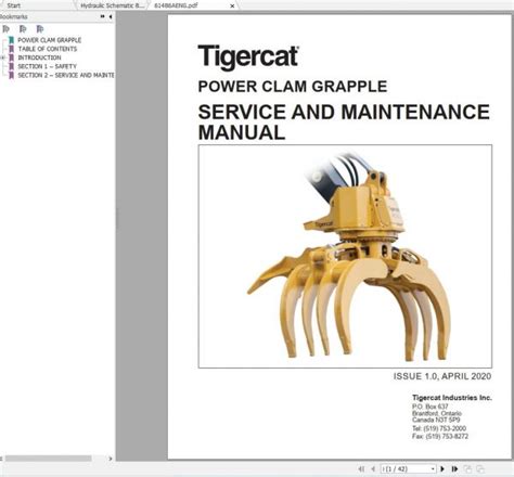Tigercat Power Clam Grapple Service Maintenance Manual 65486AENG