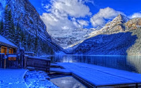 Download Wallpapers Lake Louise 4k Winter Hdr Banff Mountains