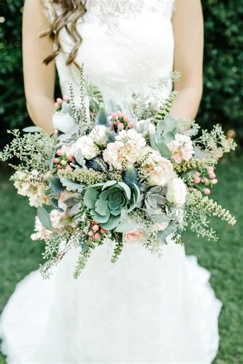 Or the bride may choose to be the stand out with colour and texture in her floral design with the a wedding party covered in flowers, bouquets and flower crowns, now that is a gorgeous picture to look back on. 25 Creative and Unique Succulent Wedding Bouquets Ideas ...