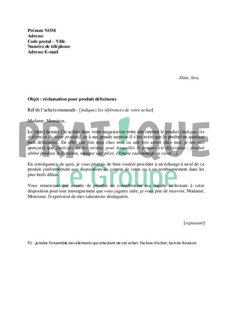 Lettre De R Clamation Pour Un Produit D Fectueux Pratique Fr 39060