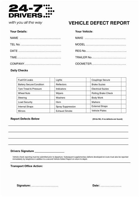 Vehicle Condition Report form Luxury Vehicle Condition ...