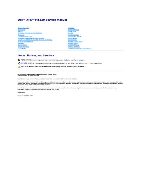 Dell Xps M1530 Sm En Service Manual Download Schematics Eeprom