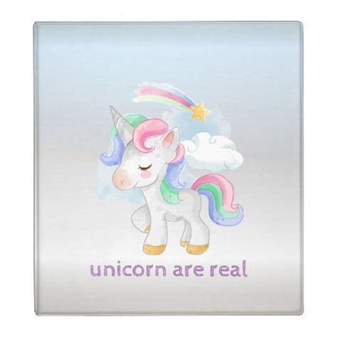 Magical Unicorn Rainbow Star Silver 3 Ring Binder