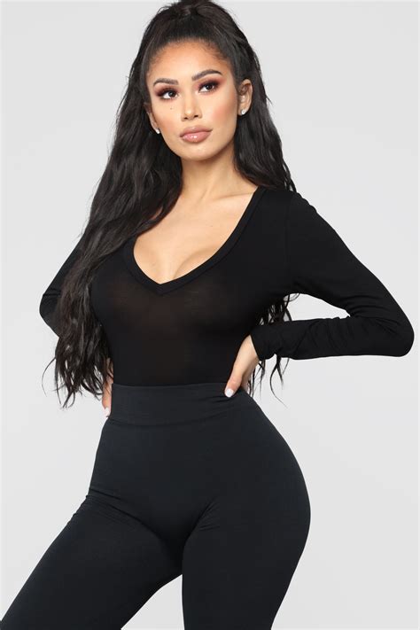 Voted Most Popular Bodysuit Black Fashion Nova Basic Tops