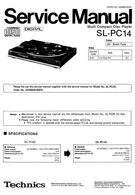 Technics Sl Pc14 Service Manual Pdf Download Manualslib