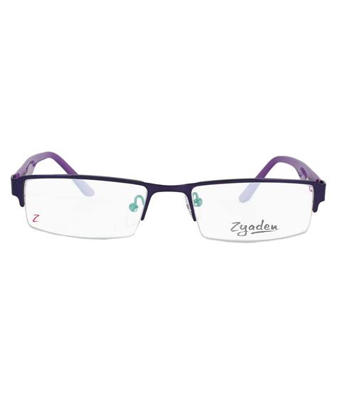 Zyaden Purple Metal Rectangle Half Rim Eyeglasses Buy Zyaden Purple Metal Rectangle Half Rim