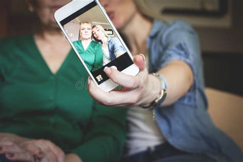 Mother And Daughter Selfie Time Stock Image Image Of Happiness Domestic 147540925