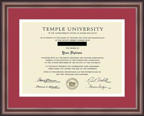 Temple University Diploma Framed Etsy