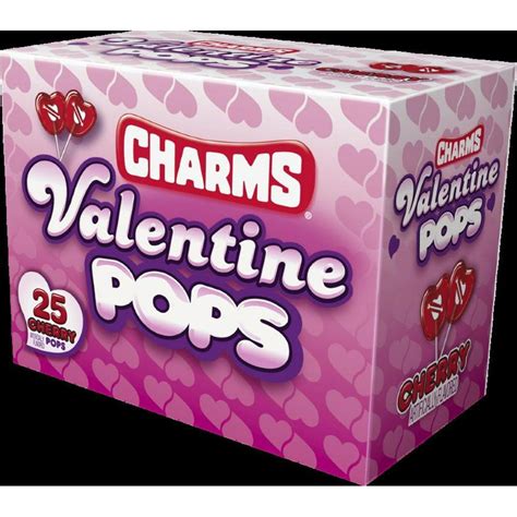 Charms Pops Valentine Heart Shaped Cherry Lollipops 1375 Oz 25