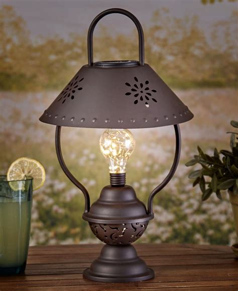 Rustic Country Table Lantern Lamp Flower Shaped Cut Out Battery Or