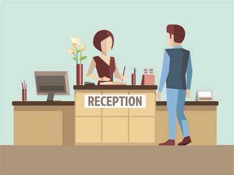 At The Office Level 2 Reception Illustration Receptionist