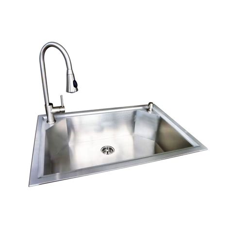It has a brushed nickel finish and offers both stream and spray modes. Glacier Bay Dual Mount Stainless Steel 22 in. 1-Hole ...