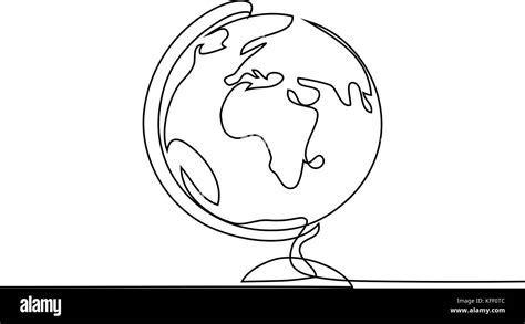 School Globe Of Earth Continuous Line Drawing Vector Illustration On