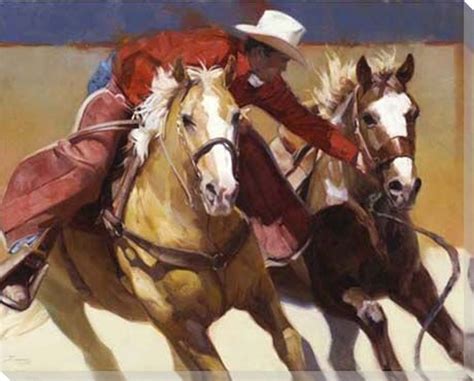 Nabbed Cowboy And Horses Wrapped Canvas Giclee Print Wall Art Wall
