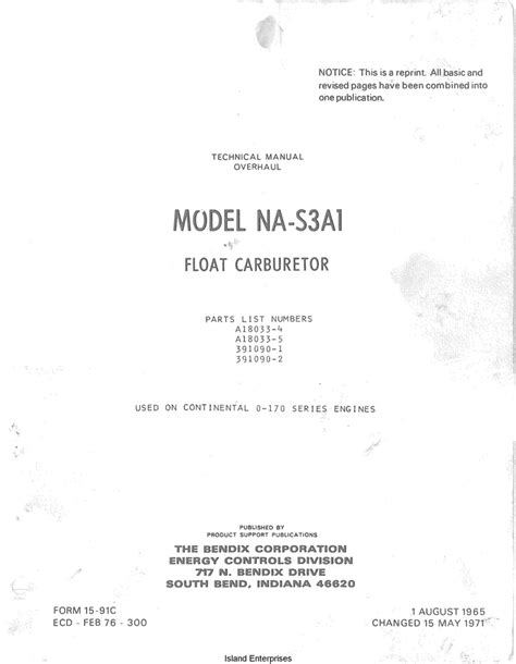 Bendix Na S3a1 Float Carburetor Tmo 1965 1971