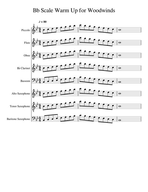 Bb Scale Warm Up For Woodwinds Sheet Music For Flute Clarinet In B