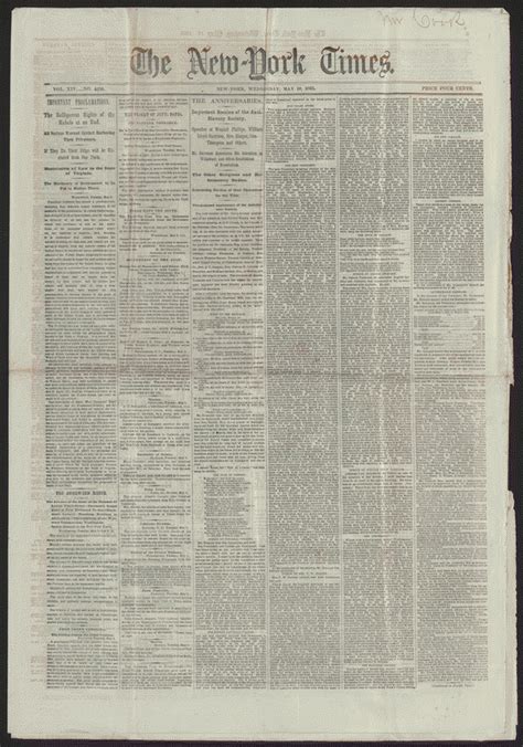 Image 1 Of New York Times Newspaper May 10 1865 Library Of Congress