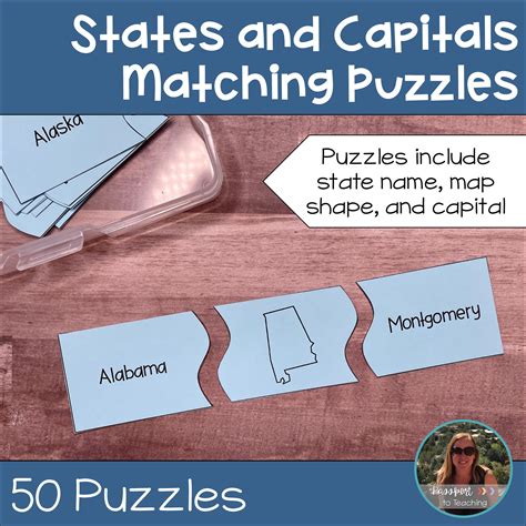 States And Capitals Activity Matching Puzzles Made By Teachers