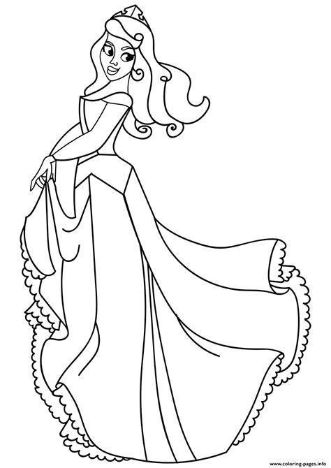princess beautiful dress coloring page printable