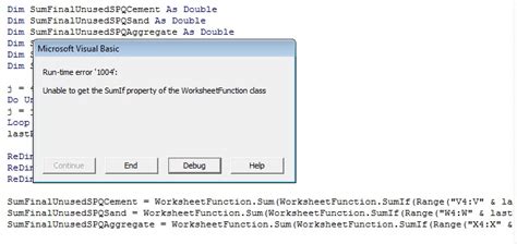 Excel Unable To Get The Sumif Property Of The Worksheetfunction Class