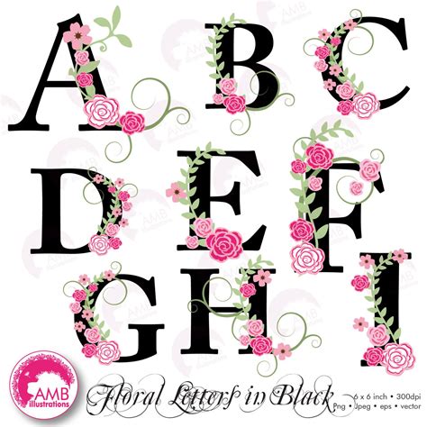 80off Floral Alphabet Clipart Alphabet Clipart Floral Clipart A To I