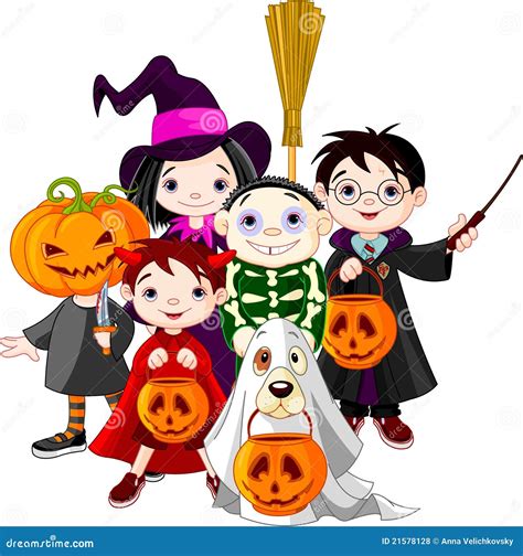 Halloween Kids Trick Treating Stock Illustrations 713 Halloween Kids
