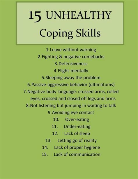 15 Unhealthy Coping Skills Part I Coping Skills Therapy Dbt
